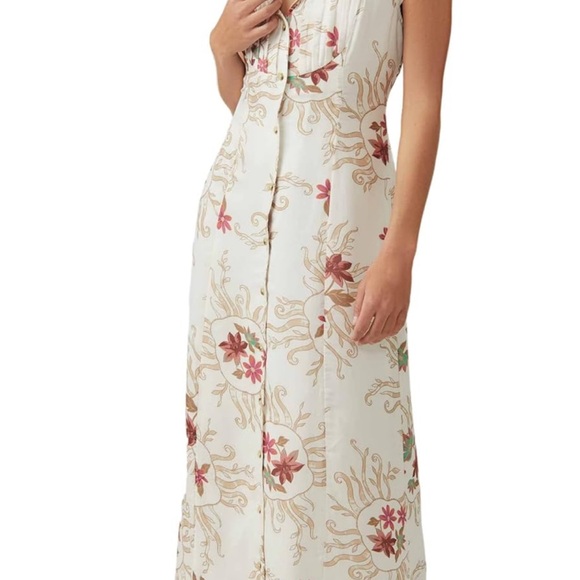 Floral Button-Down Women's Top - White and Purple - Picture 6 of 6